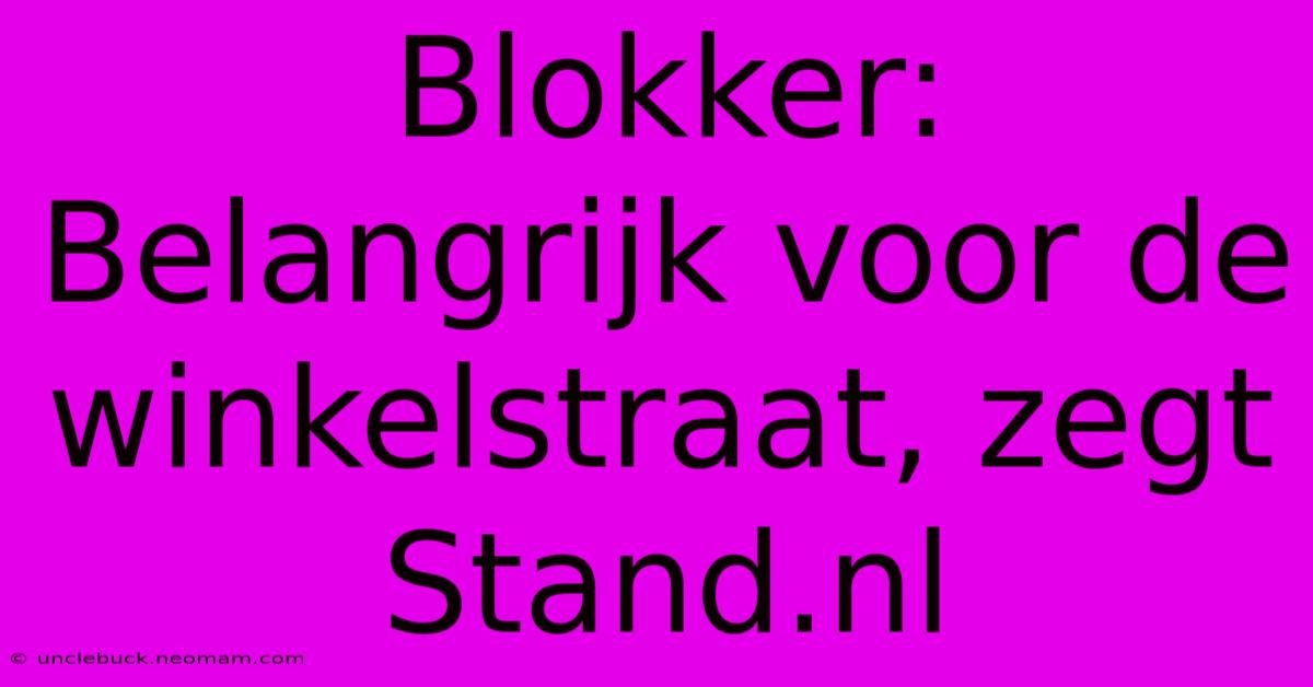 Blokker: Belangrijk Voor De Winkelstraat, Zegt Stand.nl 