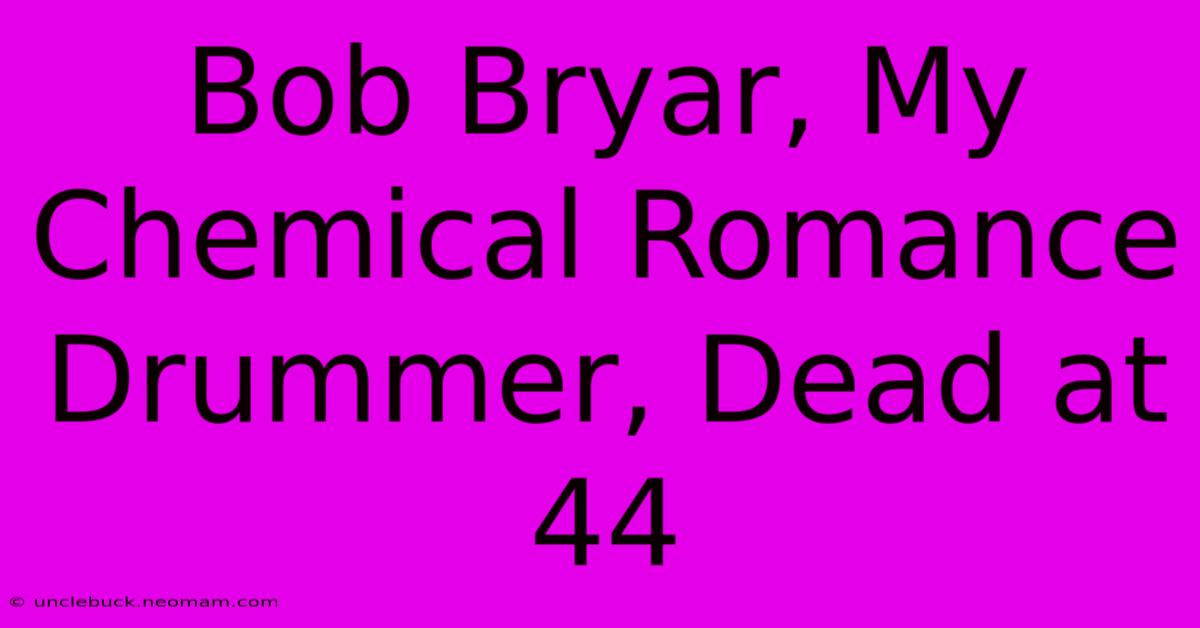 Bob Bryar, My Chemical Romance Drummer, Dead At 44