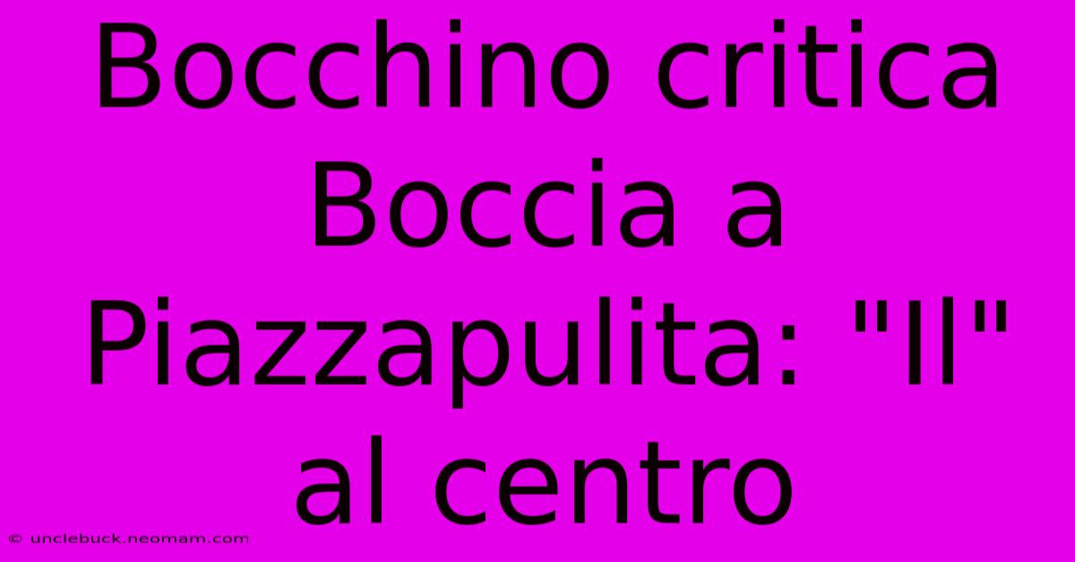 Bocchino Critica Boccia A Piazzapulita: 