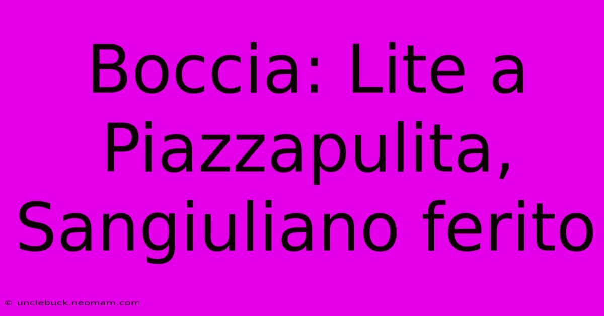 Boccia: Lite A Piazzapulita, Sangiuliano Ferito