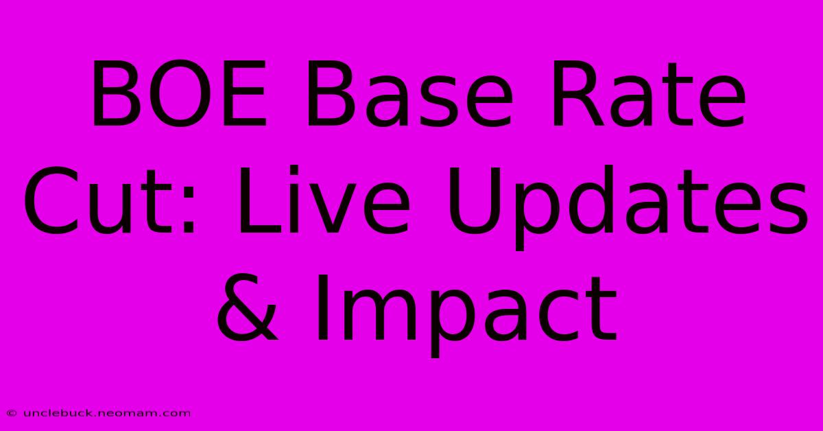 BOE Base Rate Cut: Live Updates & Impact