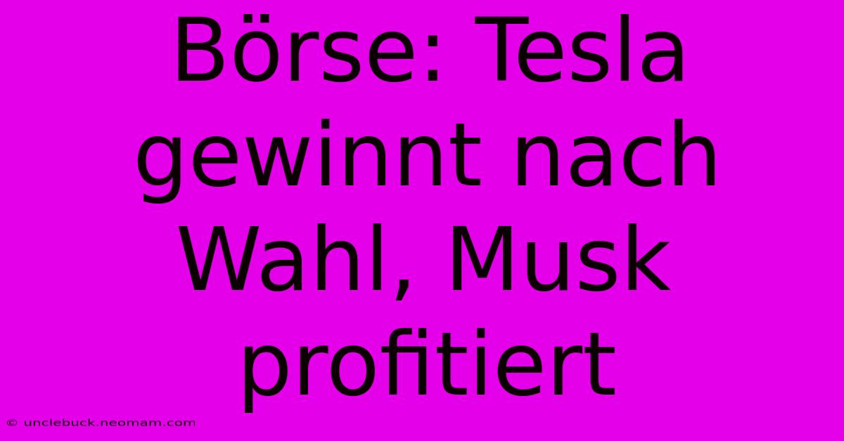 Börse: Tesla Gewinnt Nach Wahl, Musk Profitiert