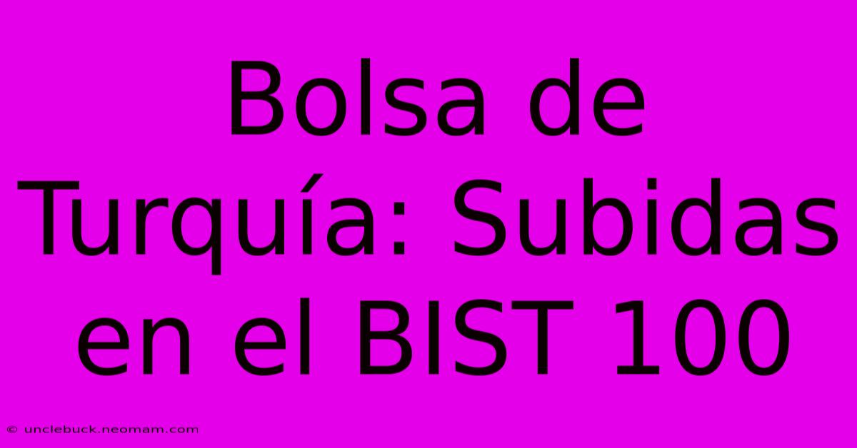 Bolsa De Turquía: Subidas En El BIST 100