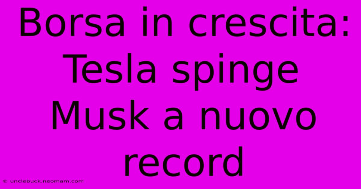 Borsa In Crescita: Tesla Spinge Musk A Nuovo Record