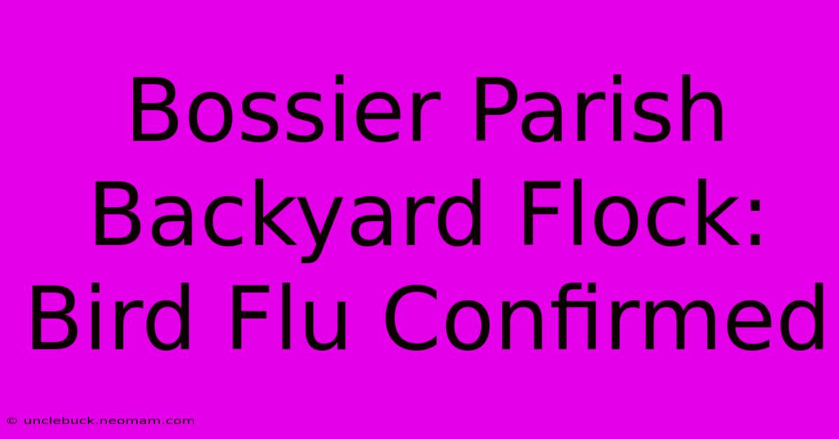 Bossier Parish Backyard Flock: Bird Flu Confirmed