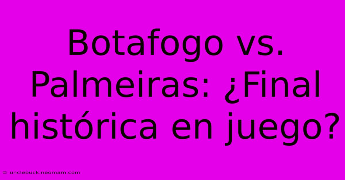 Botafogo Vs. Palmeiras: ¿Final Histórica En Juego?