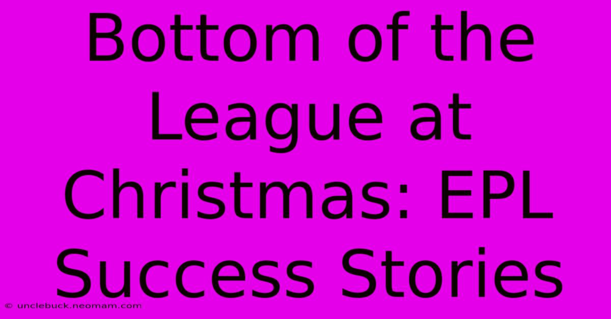 Bottom Of The League At Christmas: EPL Success Stories