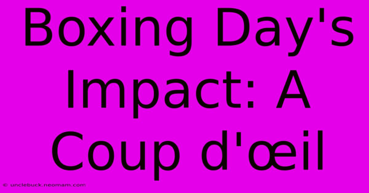 Boxing Day's Impact: A Coup D'œil