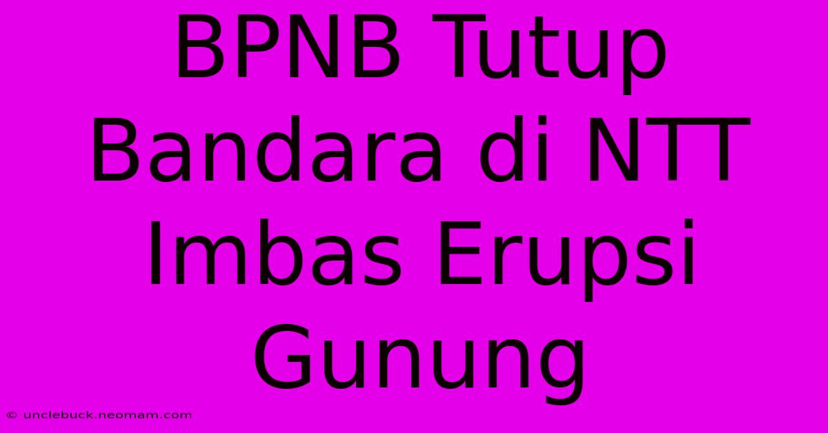 BPNB Tutup Bandara Di NTT Imbas Erupsi Gunung