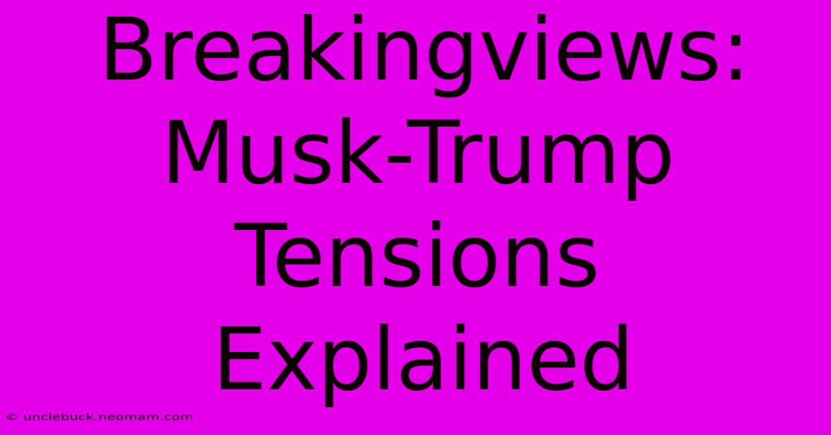 Breakingviews: Musk-Trump Tensions Explained