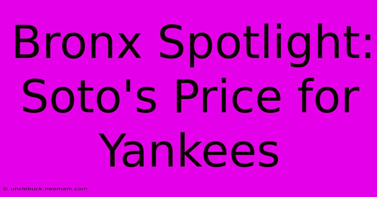 Bronx Spotlight: Soto's Price For Yankees