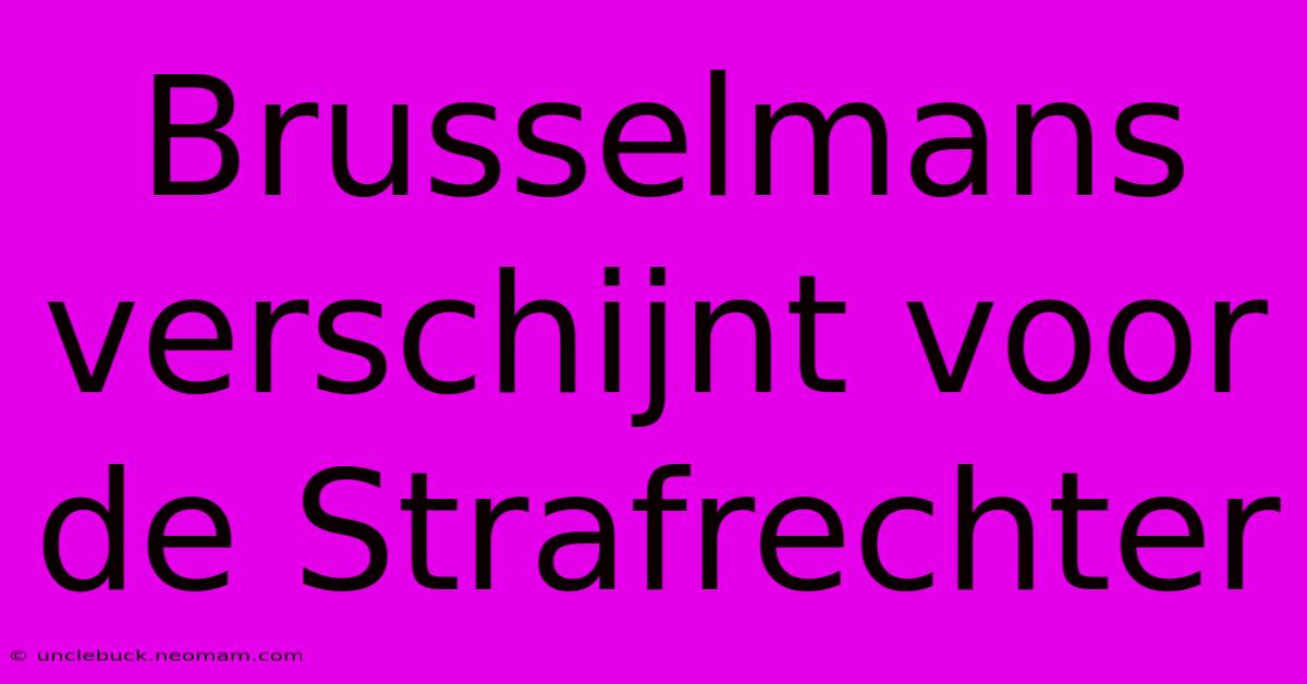 Brusselmans Verschijnt Voor De Strafrechter