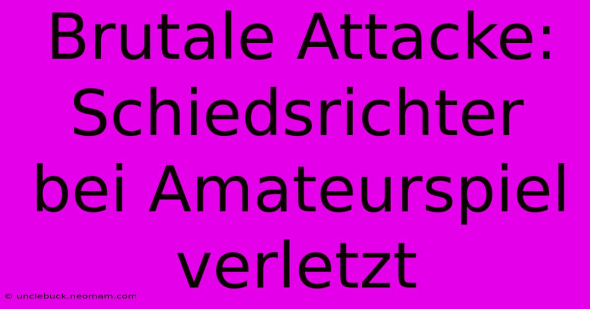 Brutale Attacke: Schiedsrichter Bei Amateurspiel Verletzt