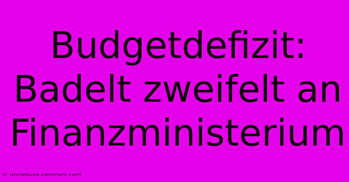 Budgetdefizit: Badelt Zweifelt An Finanzministerium