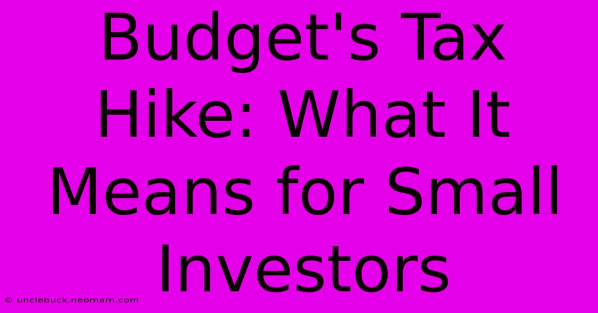 Budget's Tax Hike: What It Means For Small Investors