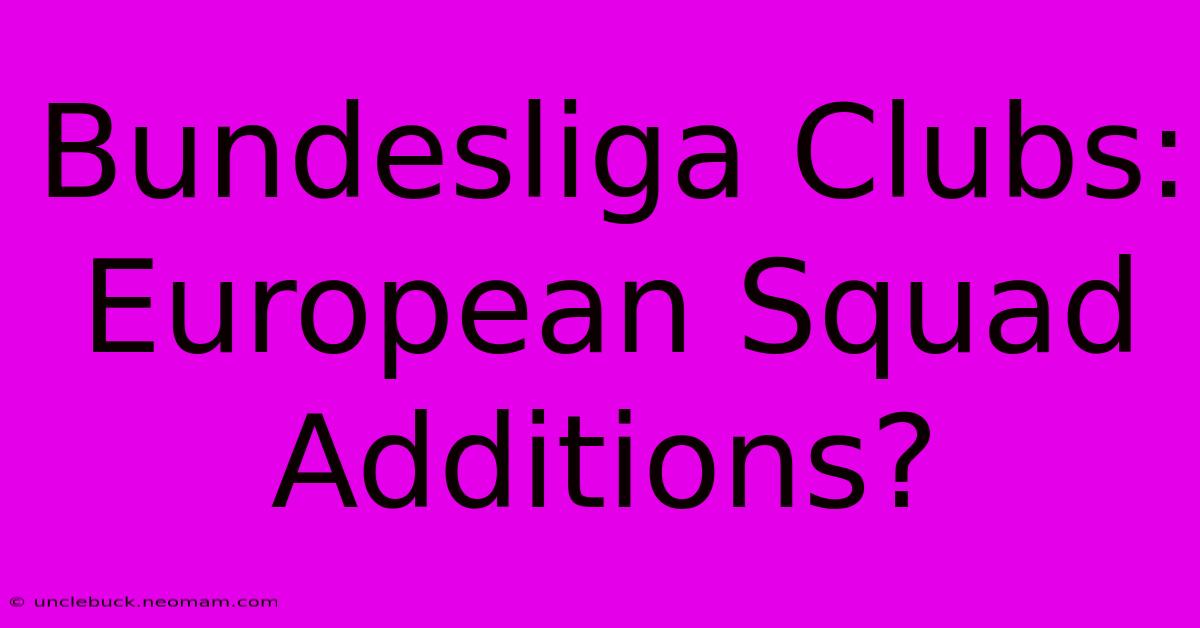 Bundesliga Clubs: European Squad Additions?