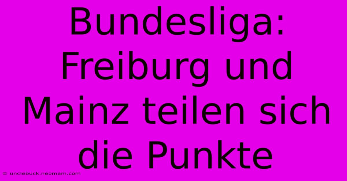 Bundesliga: Freiburg Und Mainz Teilen Sich Die Punkte