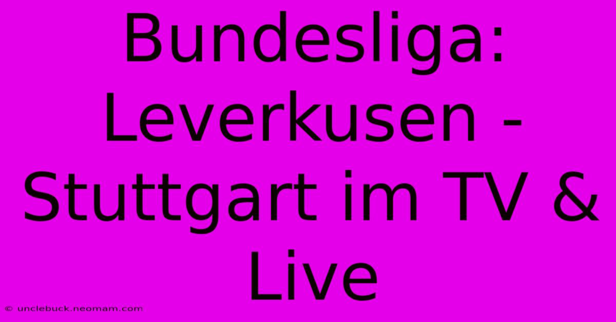 Bundesliga: Leverkusen - Stuttgart Im TV & Live