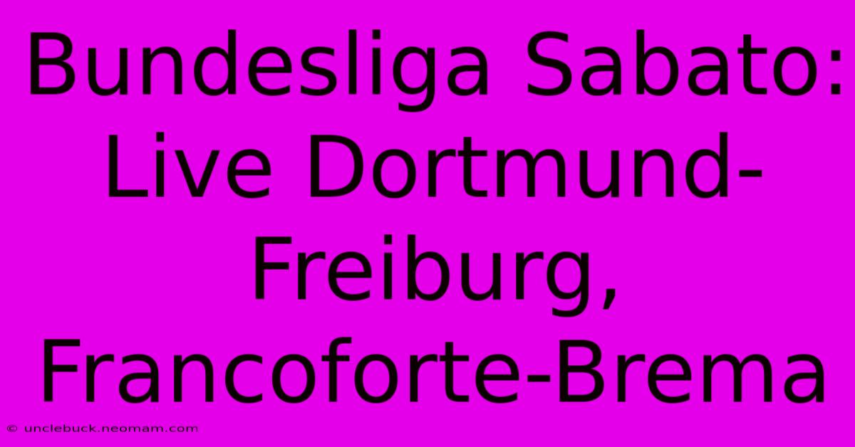 Bundesliga Sabato: Live Dortmund-Freiburg, Francoforte-Brema