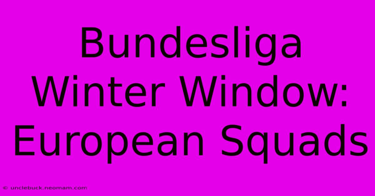 Bundesliga Winter Window: European Squads