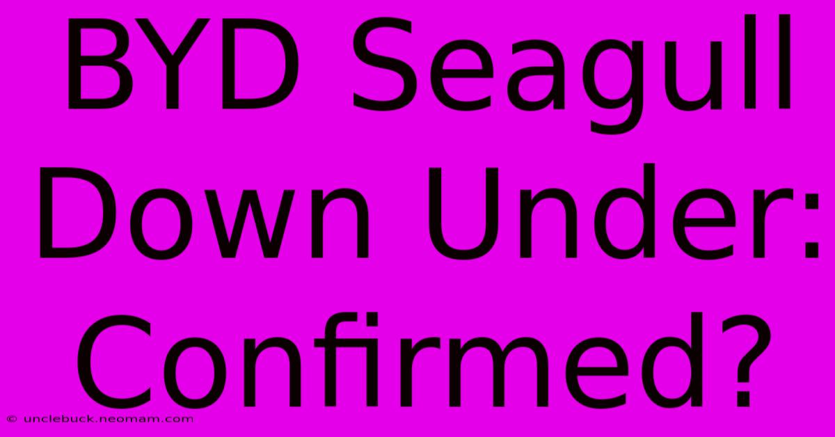 BYD Seagull Down Under: Confirmed? 