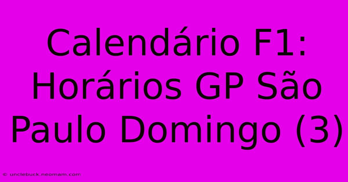 Calendário F1: Horários GP São Paulo Domingo (3) 