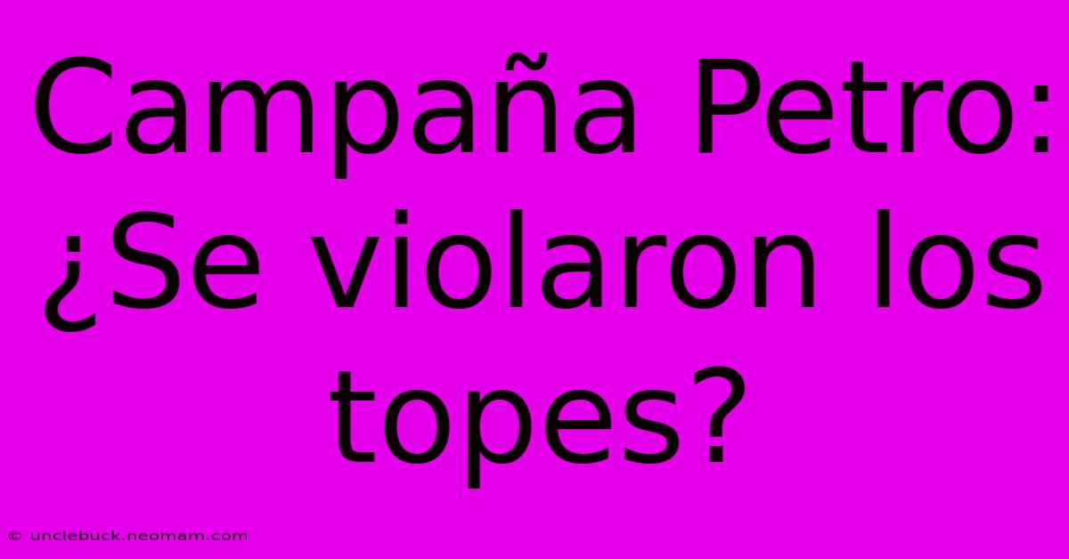 Campaña Petro: ¿Se Violaron Los Topes?