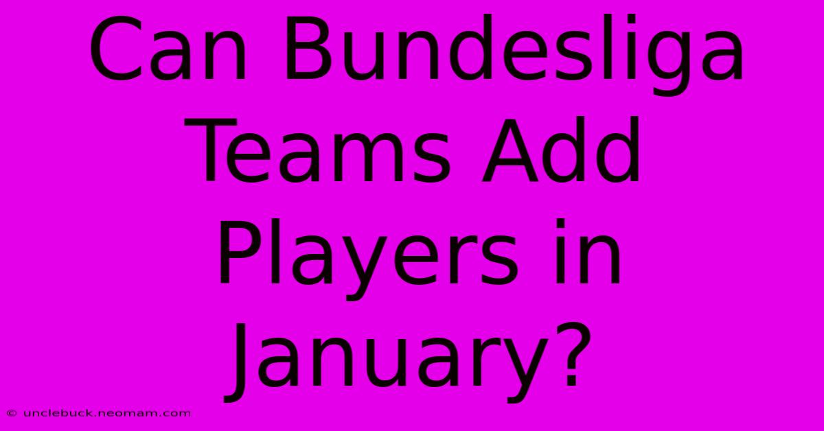 Can Bundesliga Teams Add Players In January?