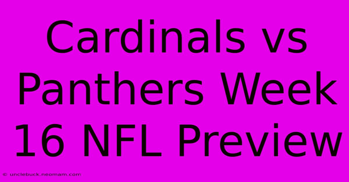 Cardinals Vs Panthers Week 16 NFL Preview