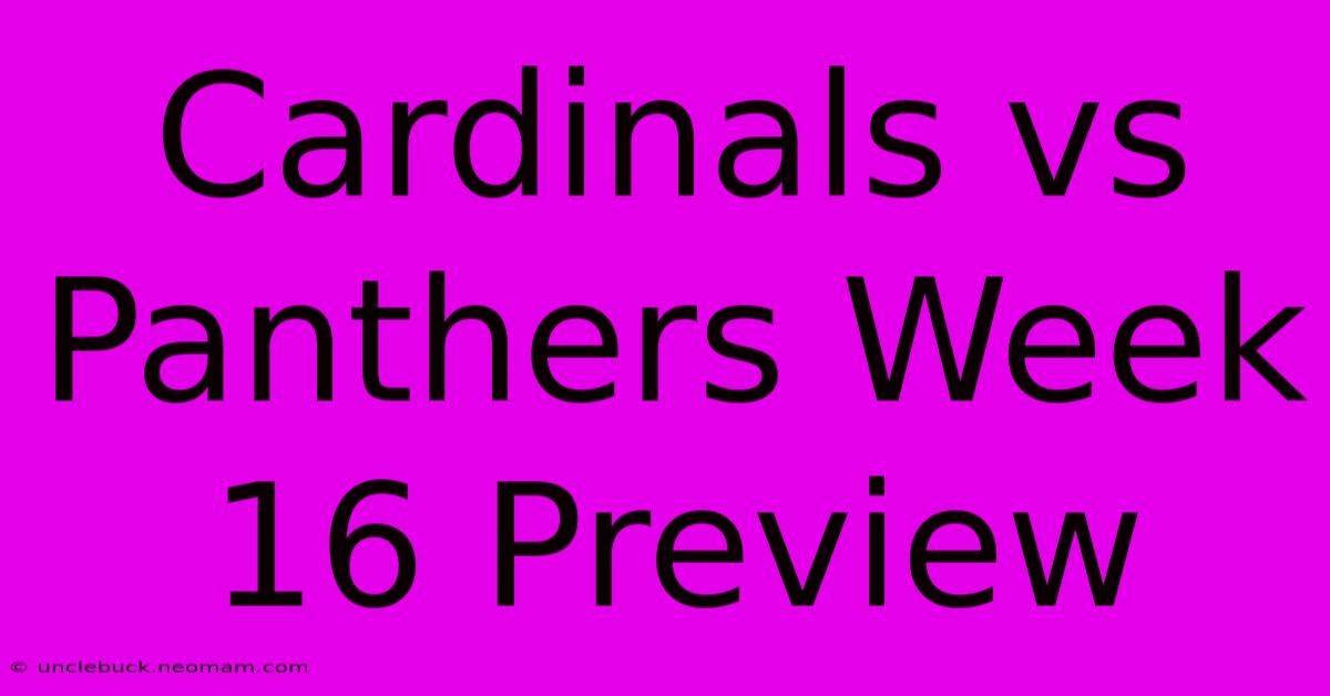 Cardinals Vs Panthers Week 16 Preview