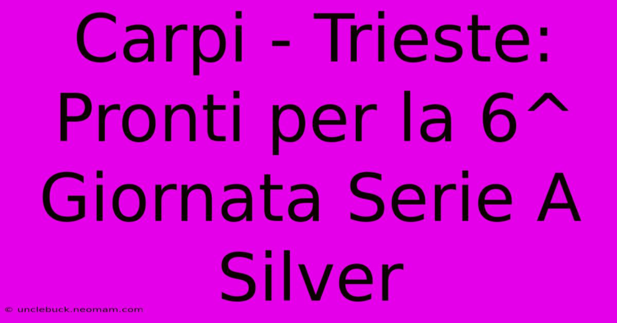 Carpi - Trieste: Pronti Per La 6^ Giornata Serie A Silver 