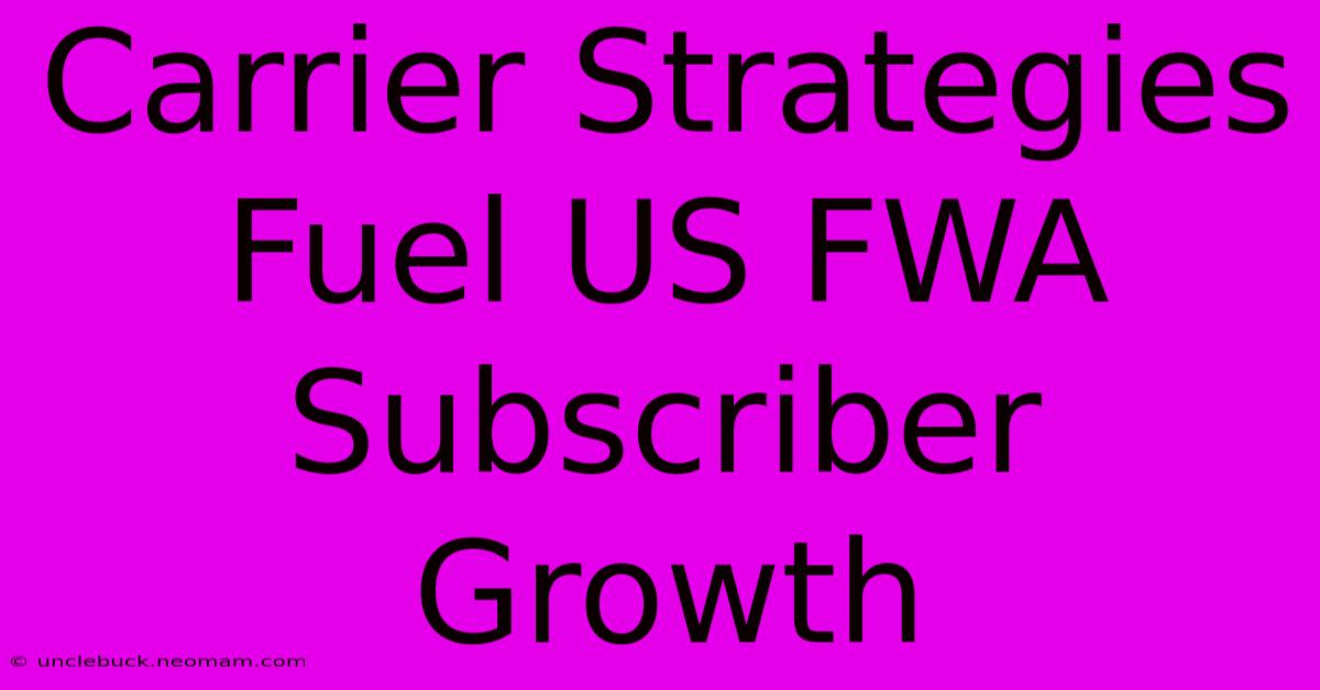 Carrier Strategies Fuel US FWA Subscriber Growth