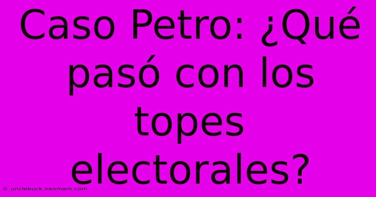 Caso Petro: ¿Qué Pasó Con Los Topes Electorales? 