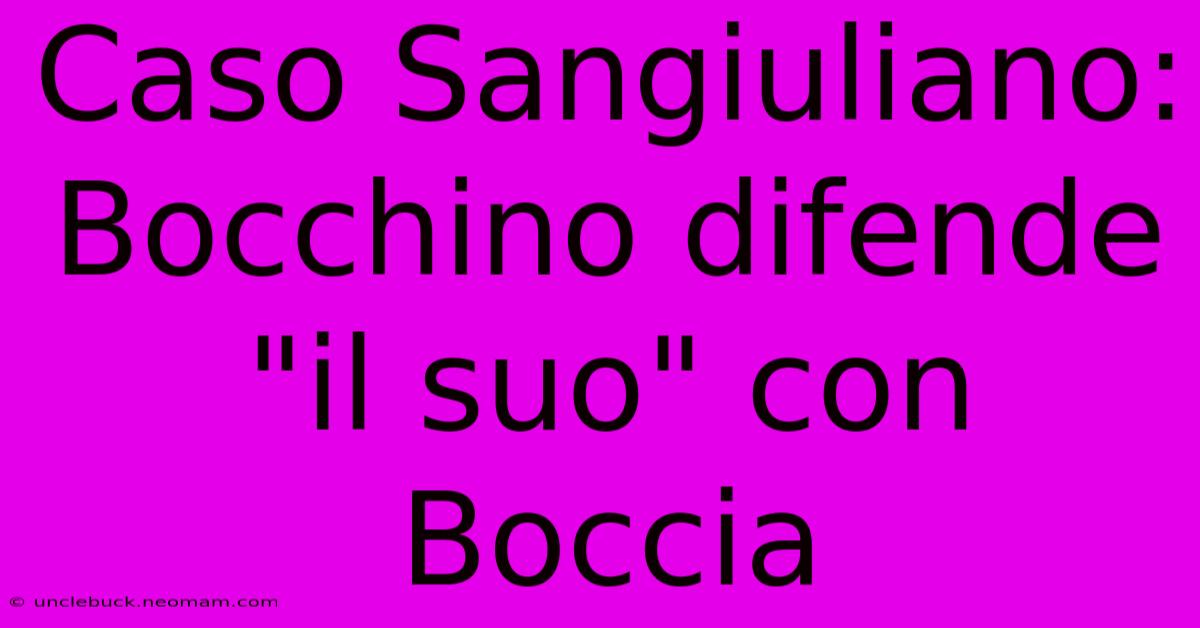 Caso Sangiuliano: Bocchino Difende 