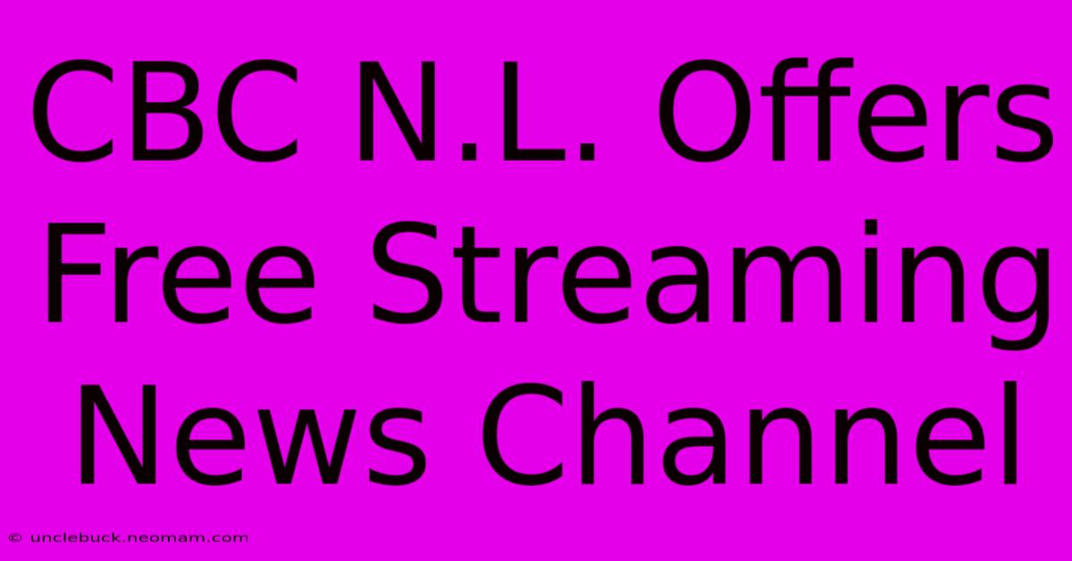 CBC N.L. Offers Free Streaming News Channel