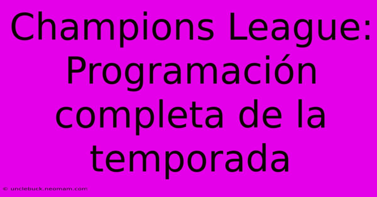 Champions League: Programación Completa De La Temporada 