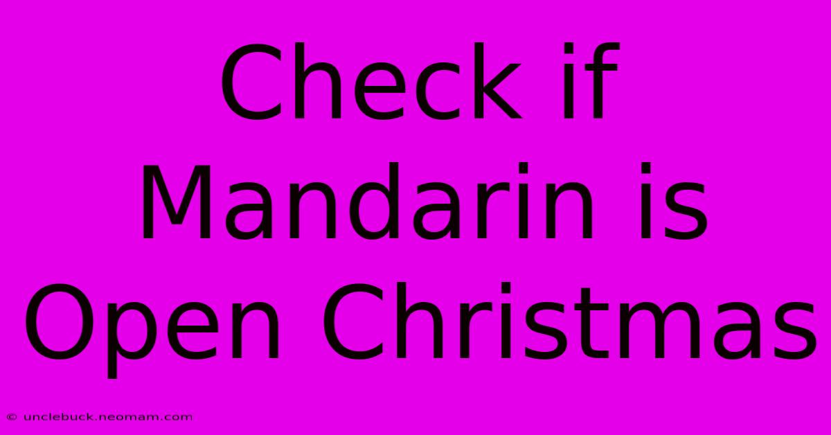 Check If Mandarin Is Open Christmas