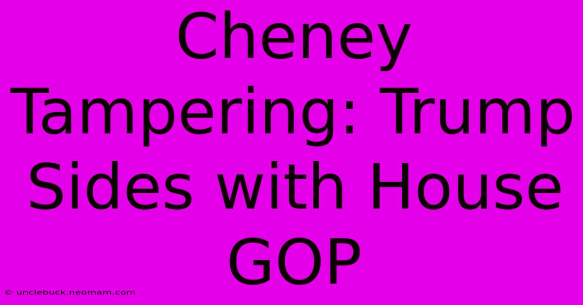 Cheney Tampering: Trump Sides With House GOP