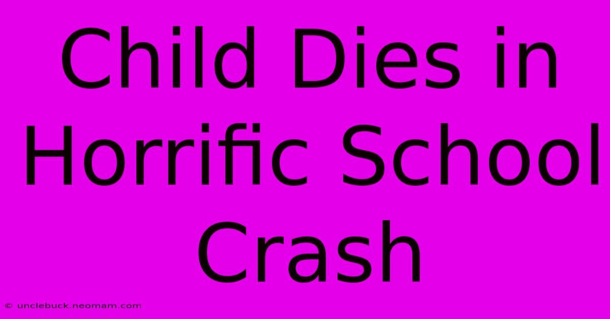 Child Dies In Horrific School Crash 