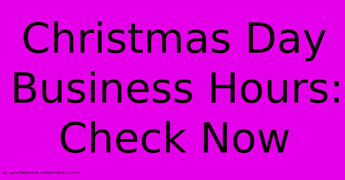 Christmas Day Business Hours: Check Now