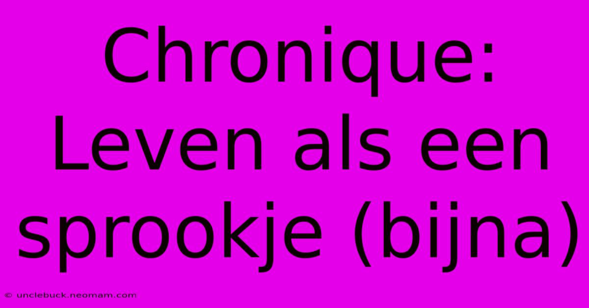 Chronique: Leven Als Een Sprookje (bijna)