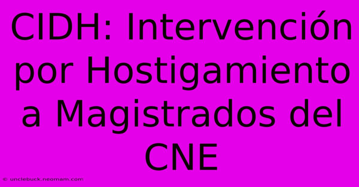 CIDH: Intervención Por Hostigamiento A Magistrados Del CNE