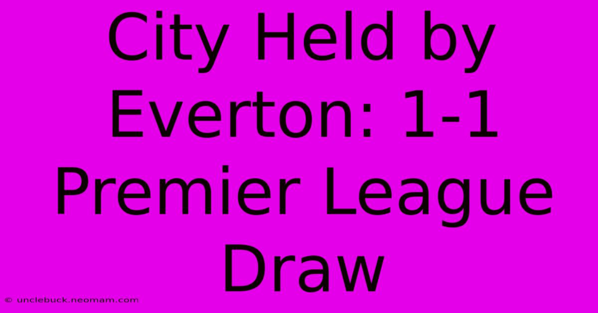 City Held By Everton: 1-1 Premier League Draw