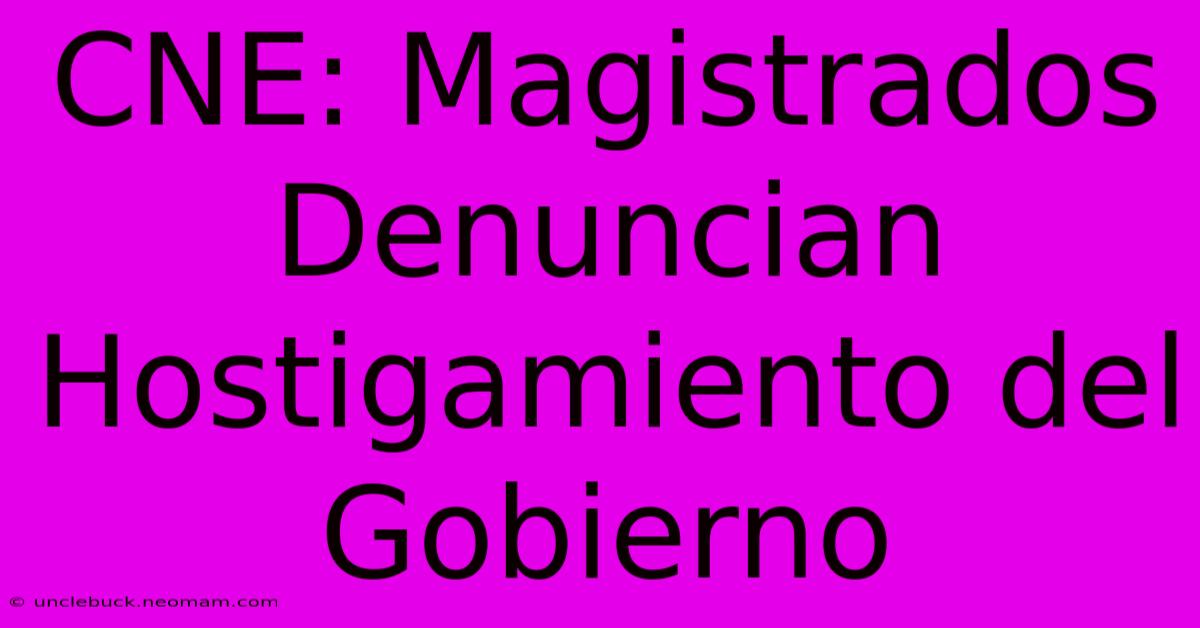 CNE: Magistrados Denuncian Hostigamiento Del Gobierno