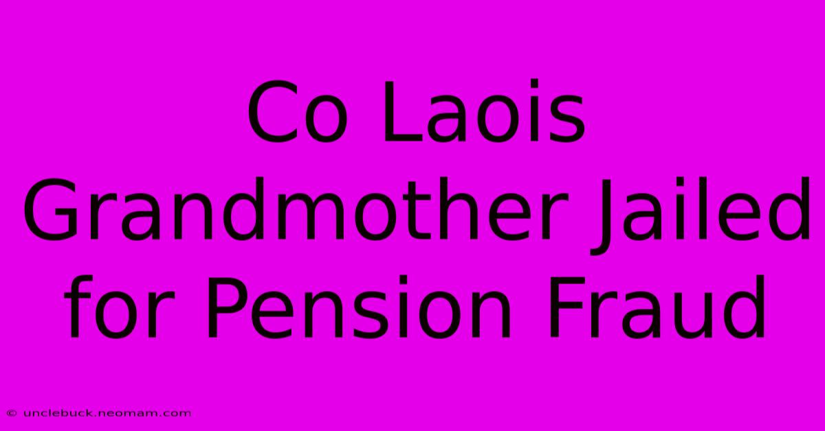 Co Laois Grandmother Jailed For Pension Fraud 