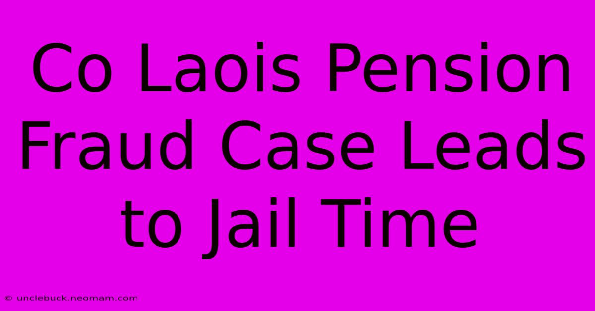 Co Laois Pension Fraud Case Leads To Jail Time 