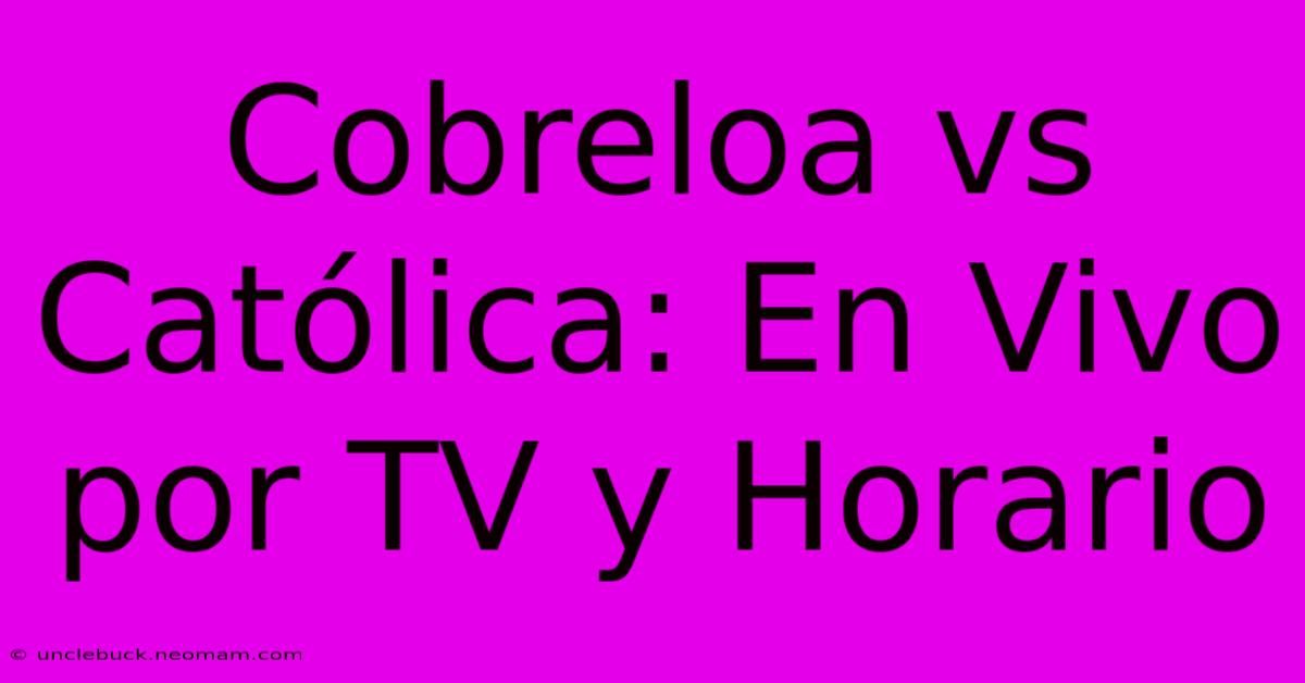 Cobreloa Vs Católica: En Vivo Por TV Y Horario 