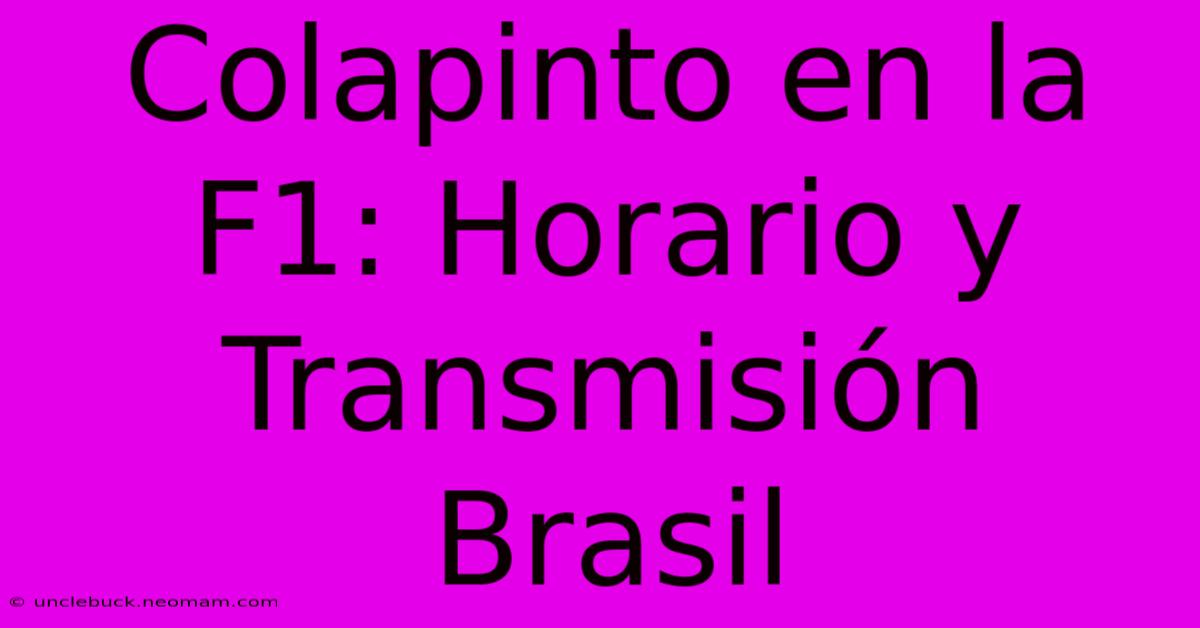 Colapinto En La F1: Horario Y Transmisión Brasil