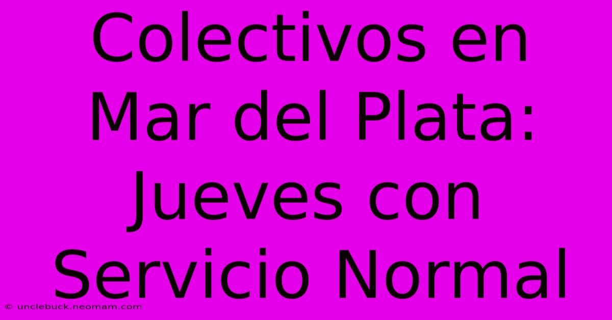 Colectivos En Mar Del Plata: Jueves Con Servicio Normal 