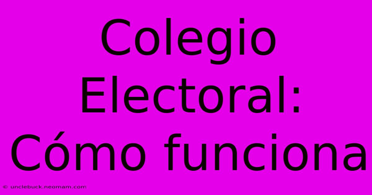 Colegio Electoral: Cómo Funciona